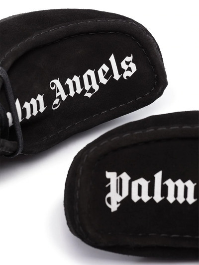 Palm Angels logo print suede shoes outlook