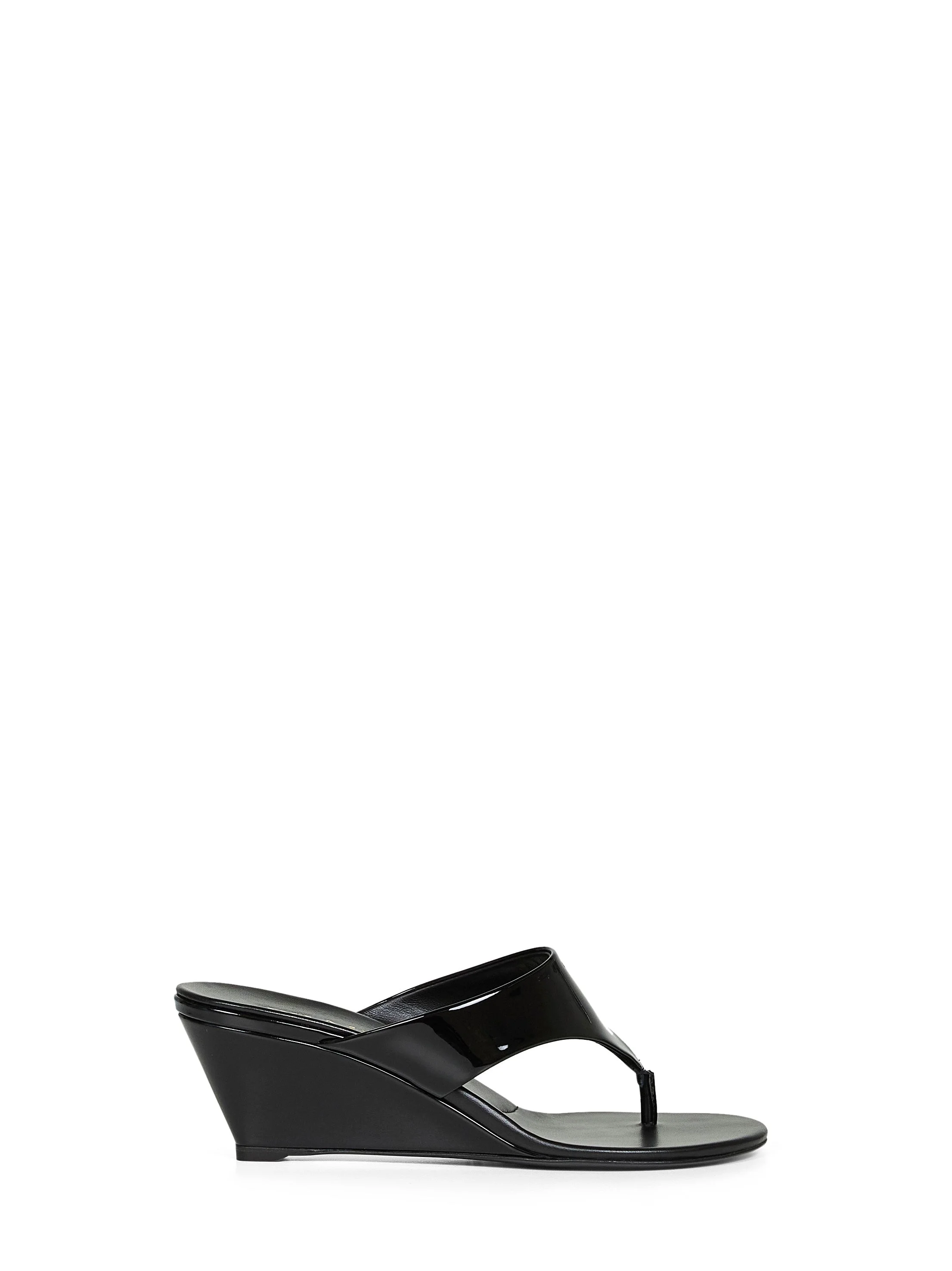 Prada Calzature Women Black Patent Leather Thong Sandals - 1