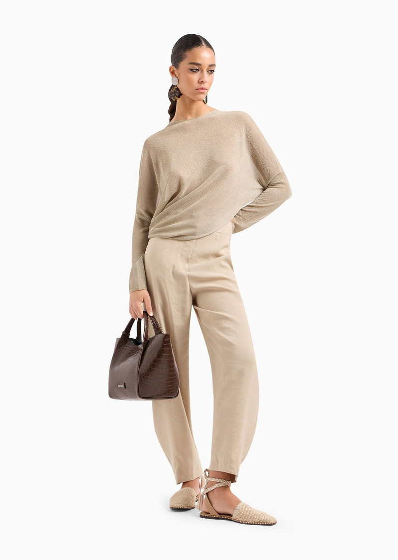 EMPORIO ARMANI Jumper with asymmetric hem and draping in sheer lurex outlook
