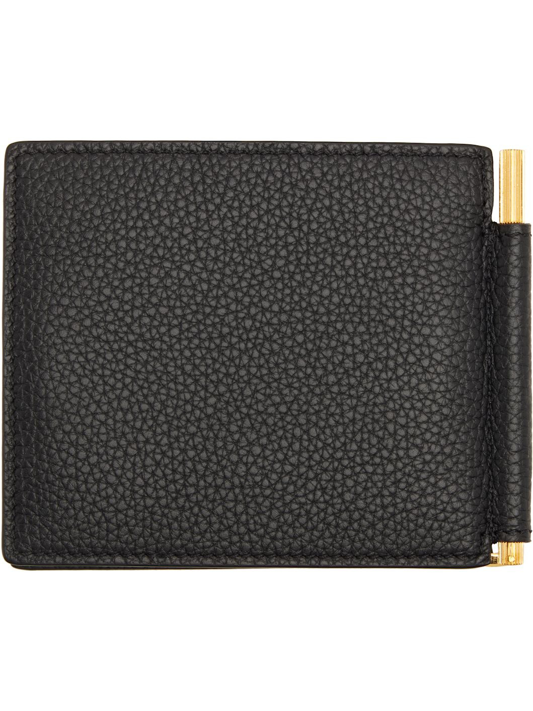 Black Soft Grain Leather T Line Money Clip Wallet - 2