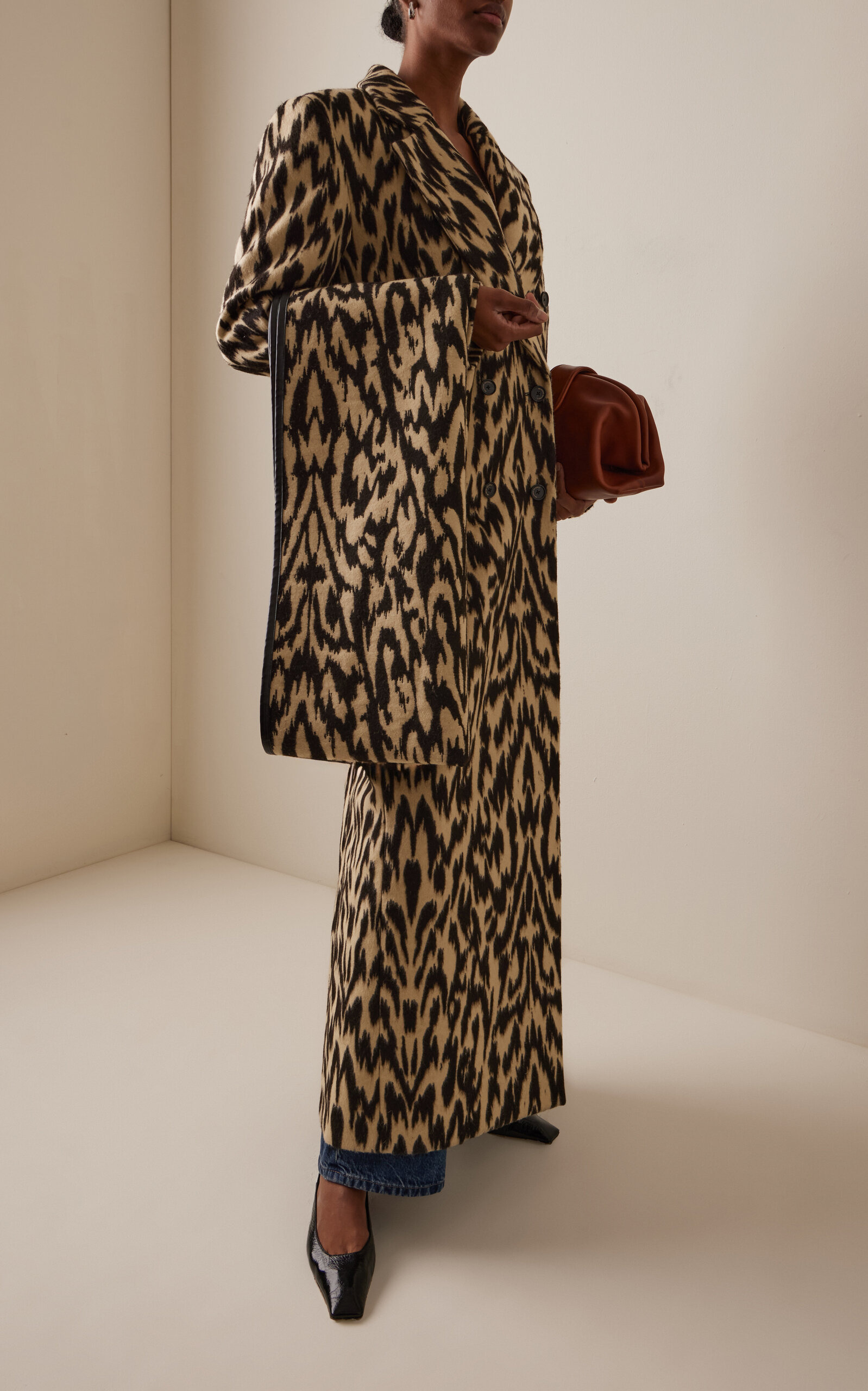 The Demi Printed Virgin Wool Coat off-white - 7