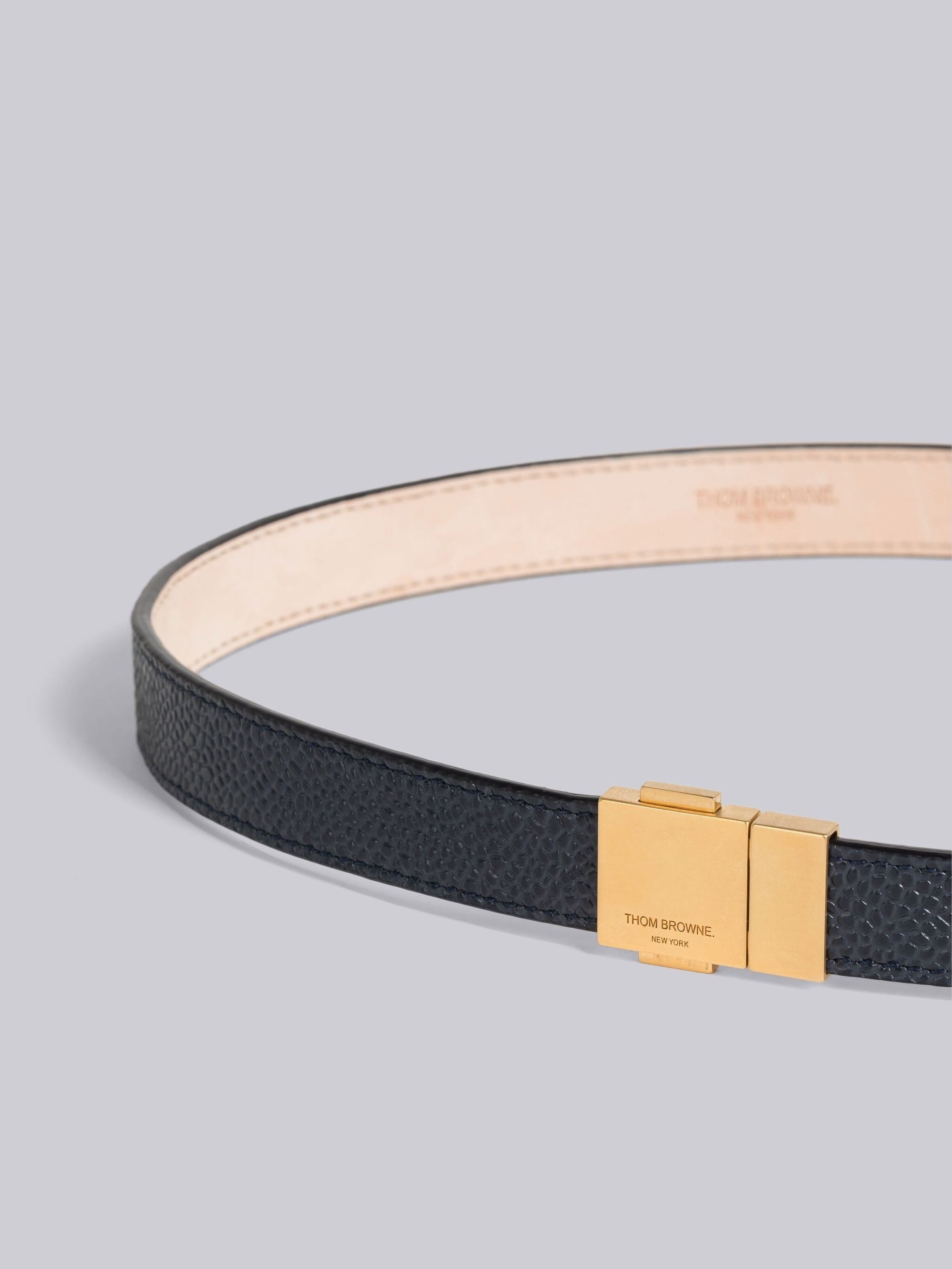 Pebble Grain Leather Clip Buckle Belt - 2