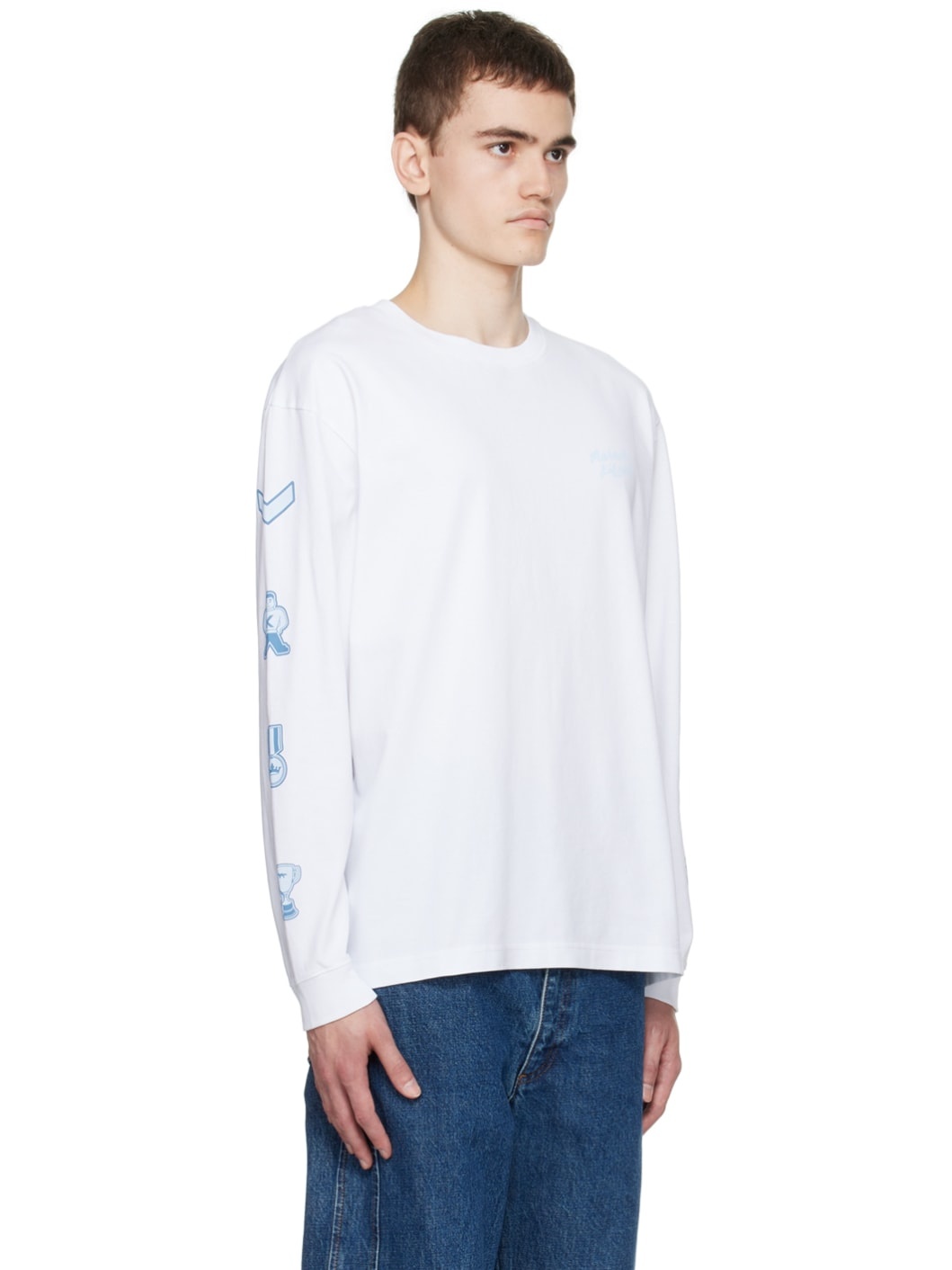White Printed Long Sleeve T-Shirt - 2
