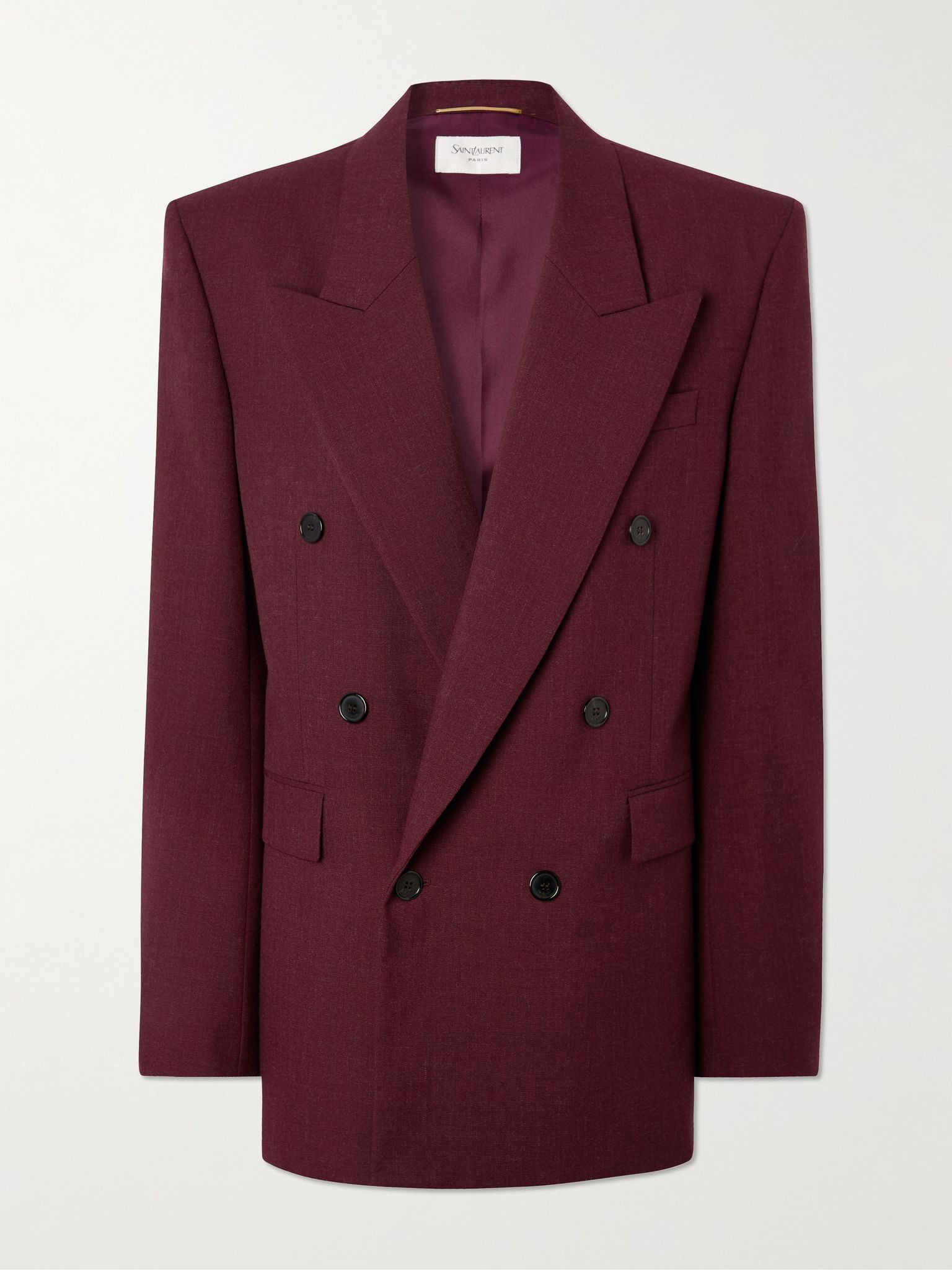 Double-breasted wool blazer Burgundy - 1