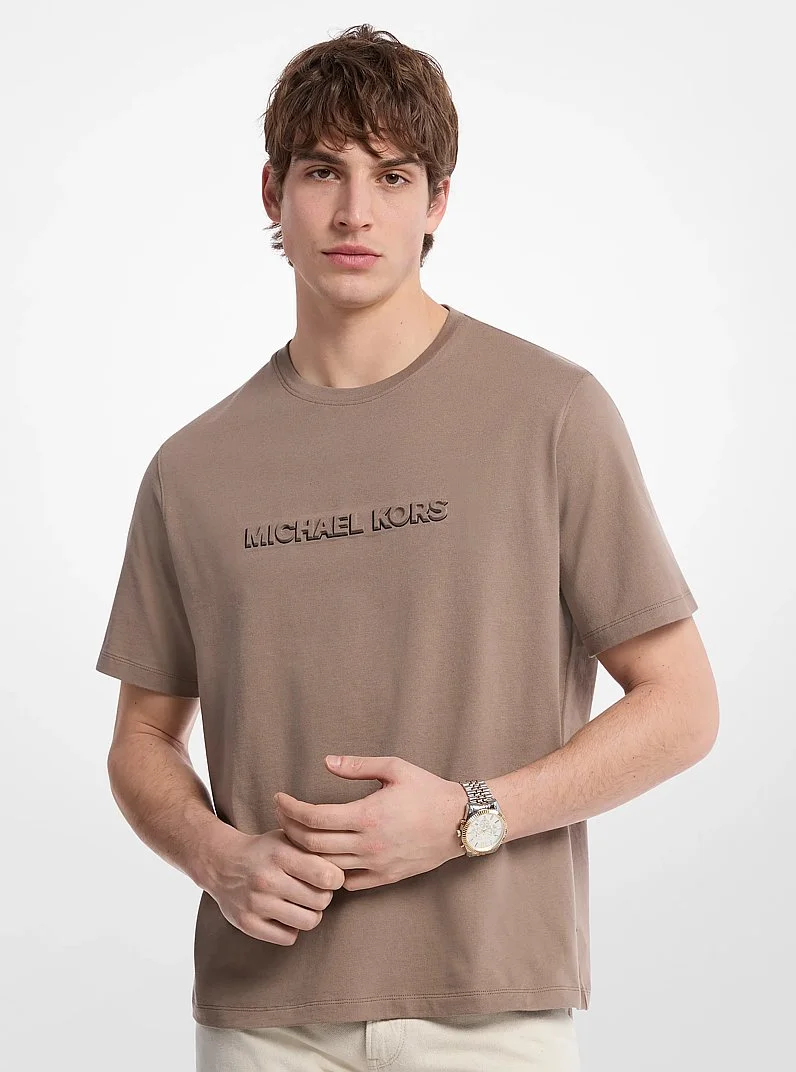 Logo Embossed Cotton Jersey T-Shirt - 1