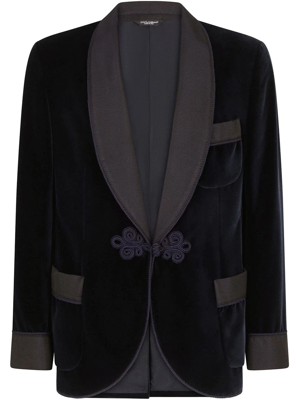 satin-trim velvet dinner jacket - 1