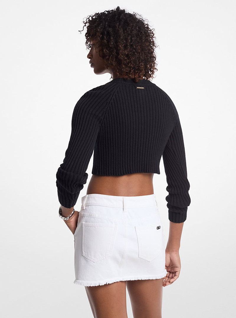 MICHAEL KORS Frayed Denim Mini Skirt outlook