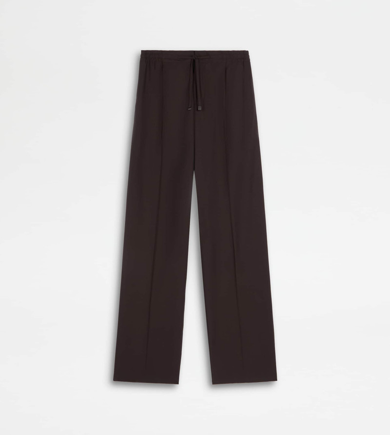 PANTS IN WOOL WITH DRAWSTRING - BROWN 1