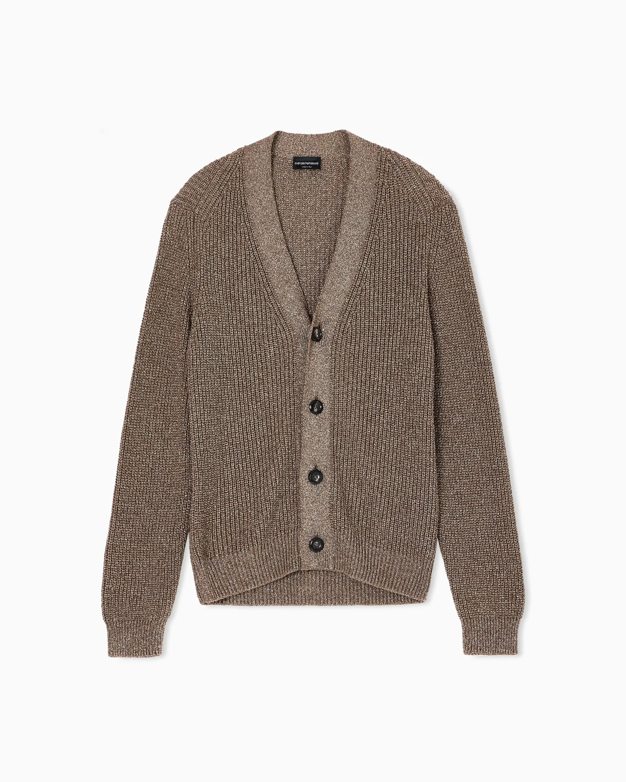 HALF FISHERMAN’S RIB LUREX KNIT CARDIGAN - 1