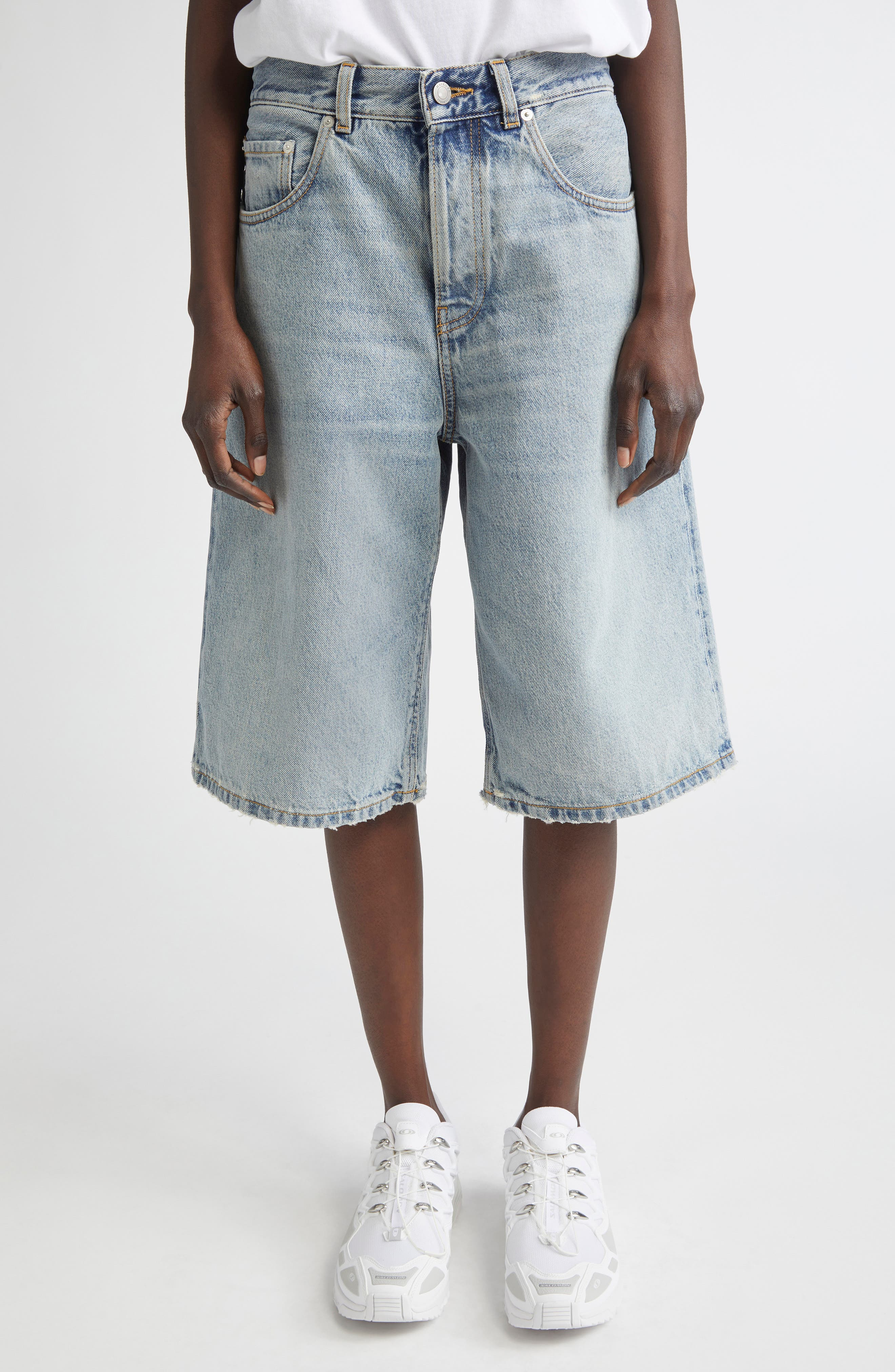 Haikure New Becky Wide Leg Denim Shorts in Authentic Wash at Nordstrom - 1