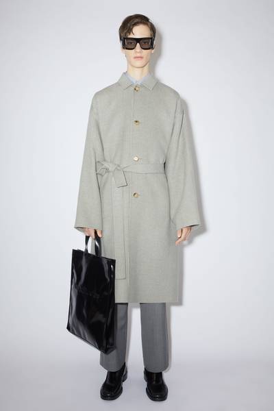 Acne Studios Single-breasted belted coat - Grey/off white outlook