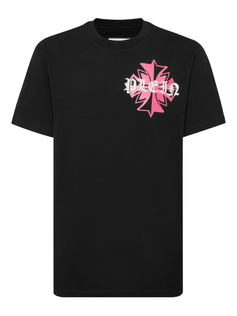 crest-print round neck T-shirt 1