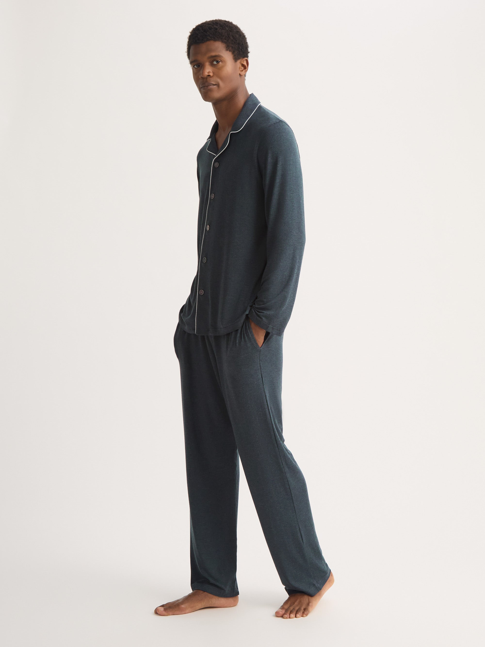 Men's Modern Fit Pyjamas Marlowe Micro Modal Stretch Anthracite - 3