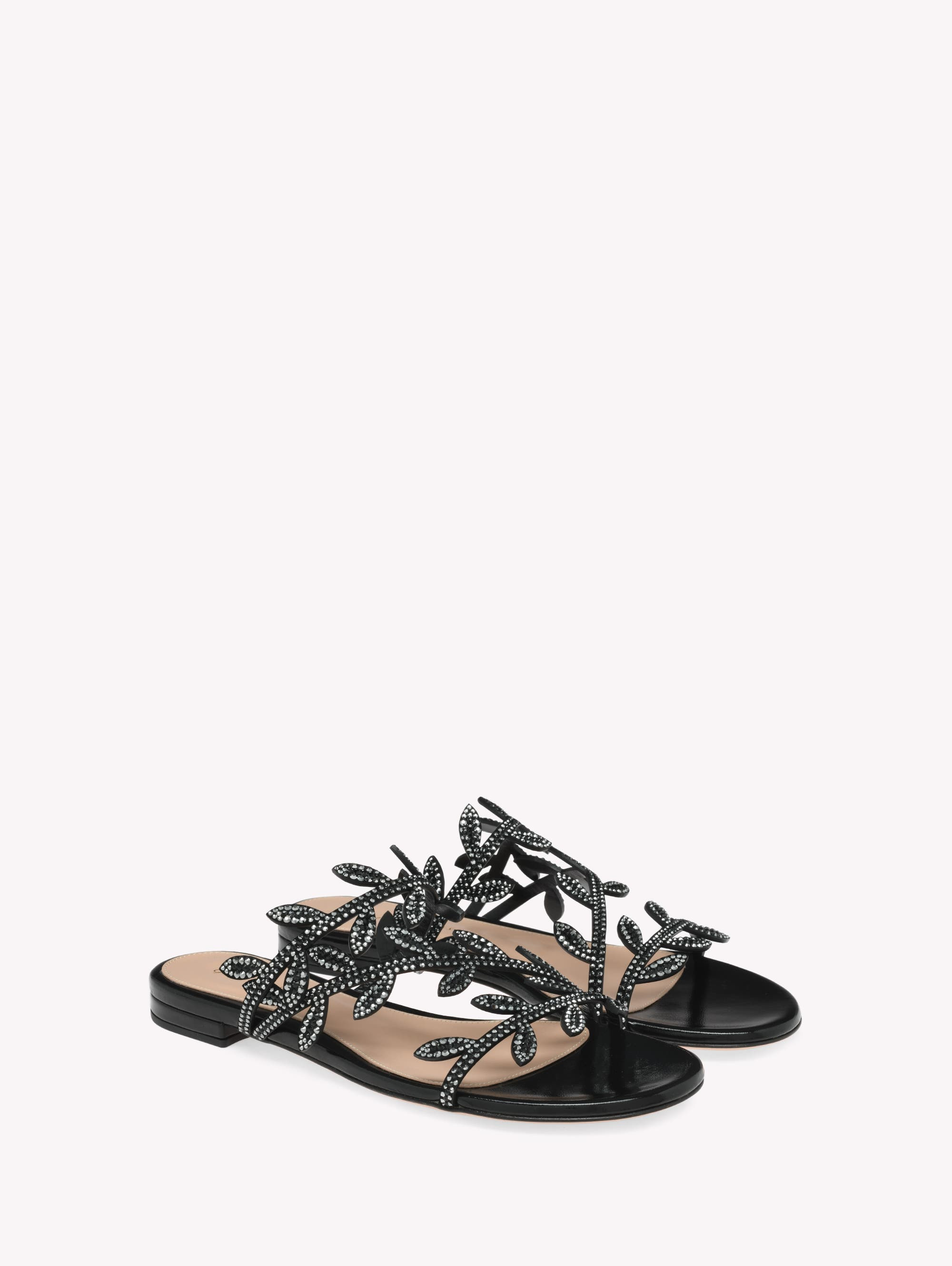 Gianvito Rossi Crystal Flavia 05 Sandal in Black Leather at Nordstrom - 2