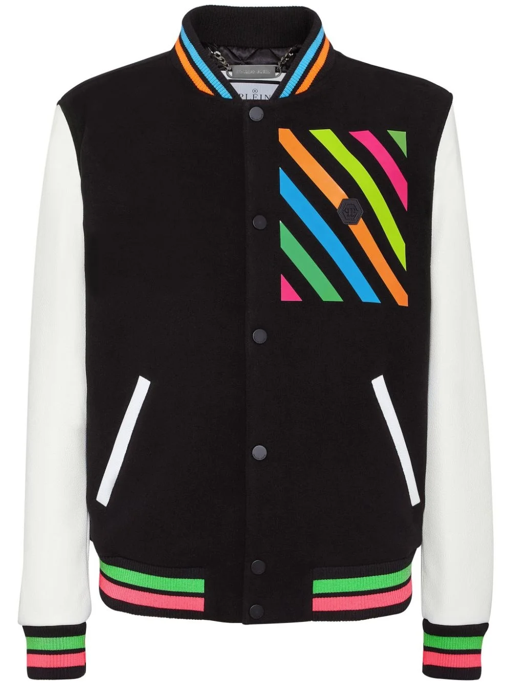 logo-appliqué wool jacket - 1