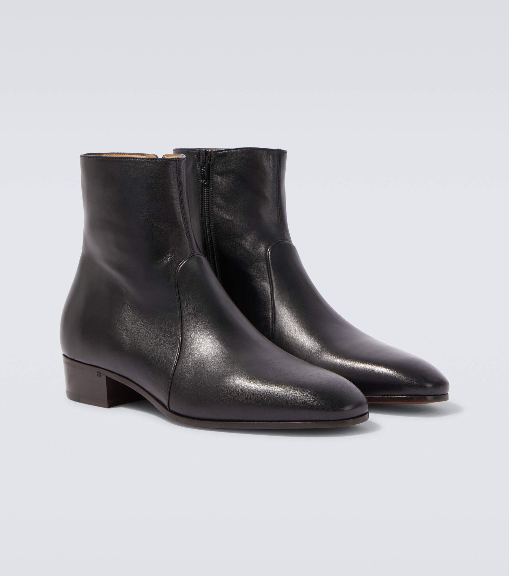 VLogo leather ankle boots - 5