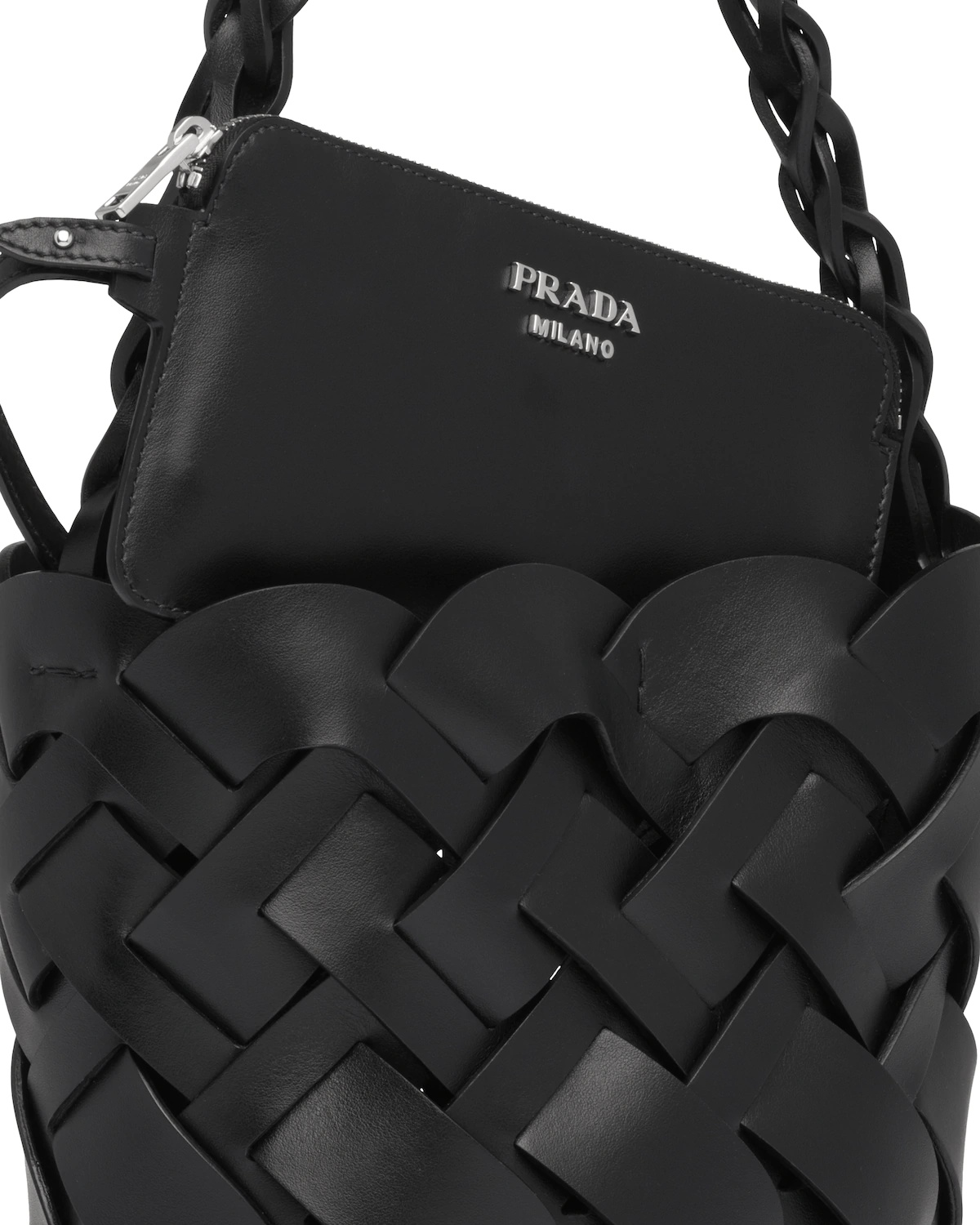 Leather Prada Tress Bucket Bag - 5