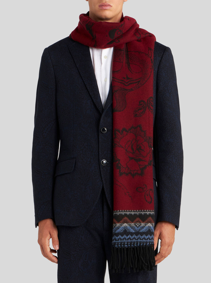 Etro TATTOO PATTERN WOOL SCARF outlook
