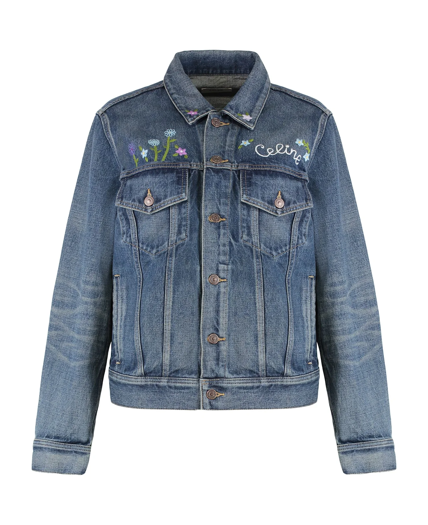 Denim Jacket With Embroidery - 1
