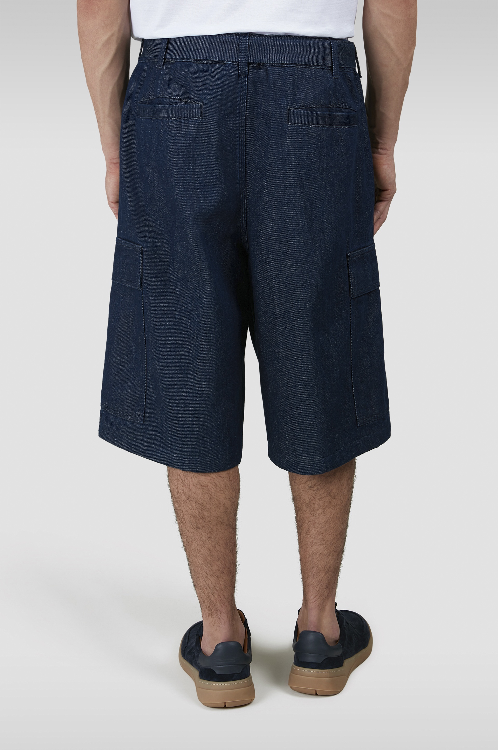 RAW DENIM CARGO BERMUDA SHORTS - 3