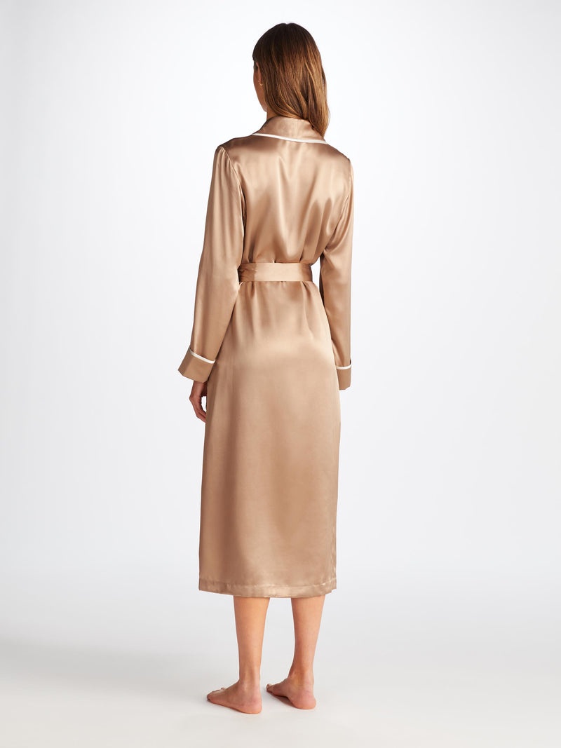 Women's Long Robe Bailey Silk Satin Bronze - 4