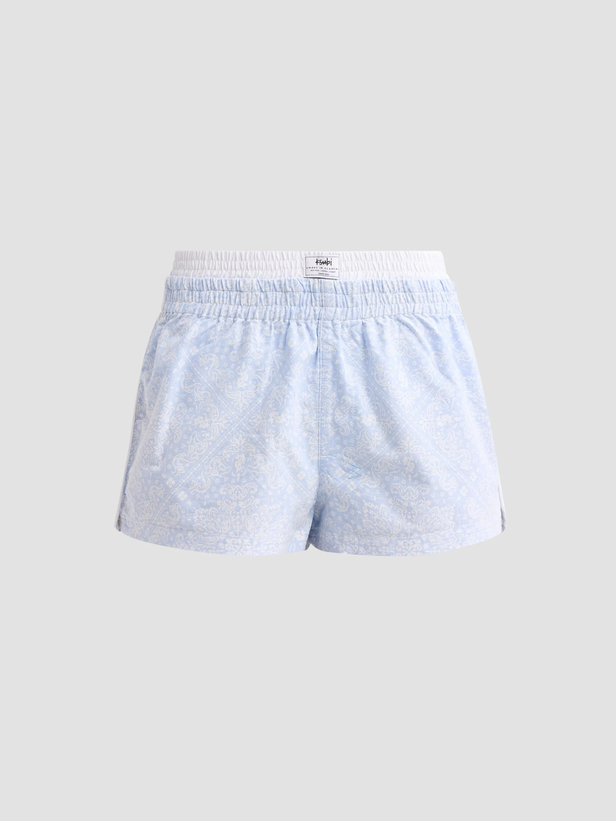 Women's Bandana Cotton Mid-Rise Boxer Shorts - Blue - 1