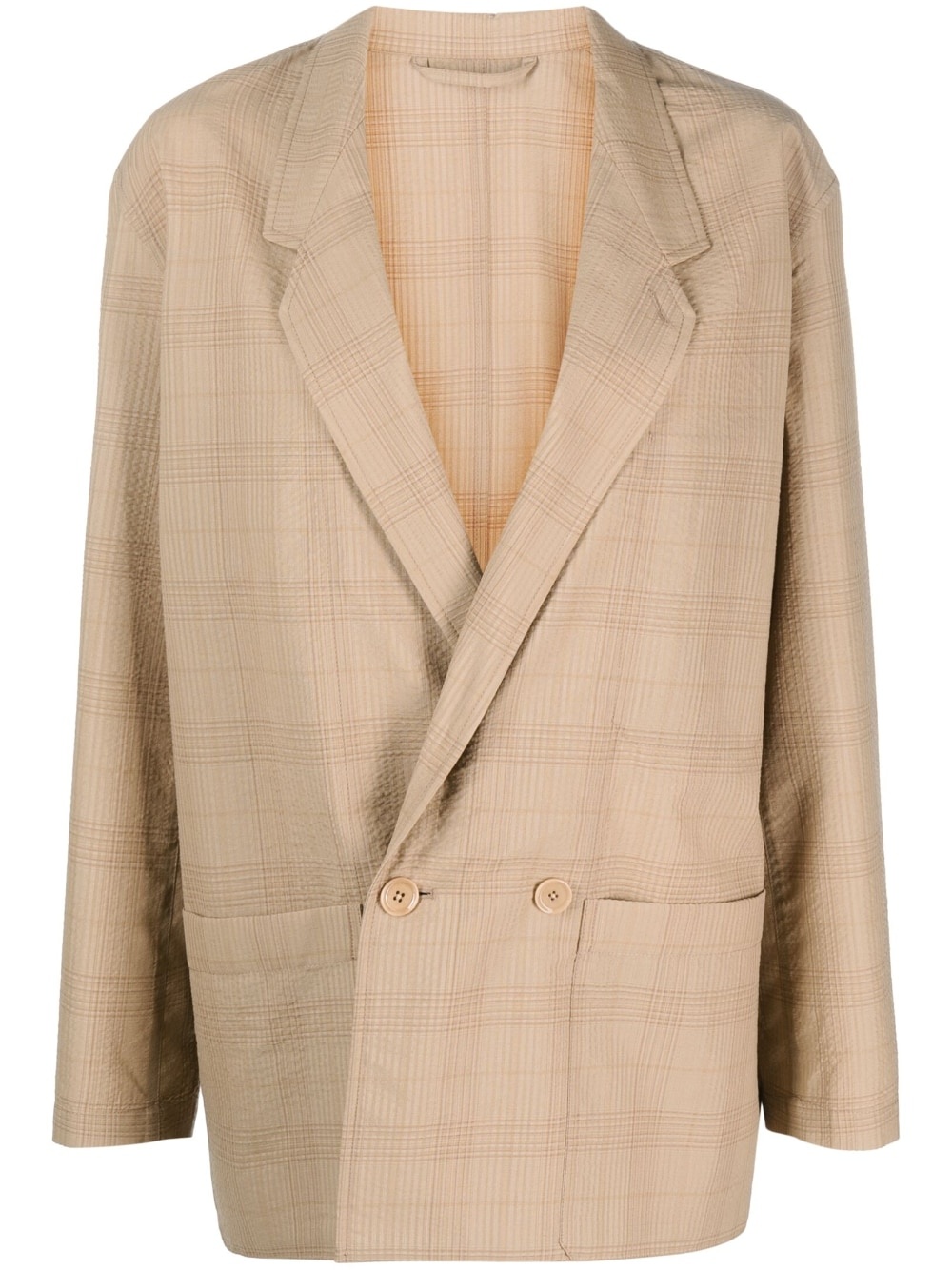 checked double-breasted blazer - 1