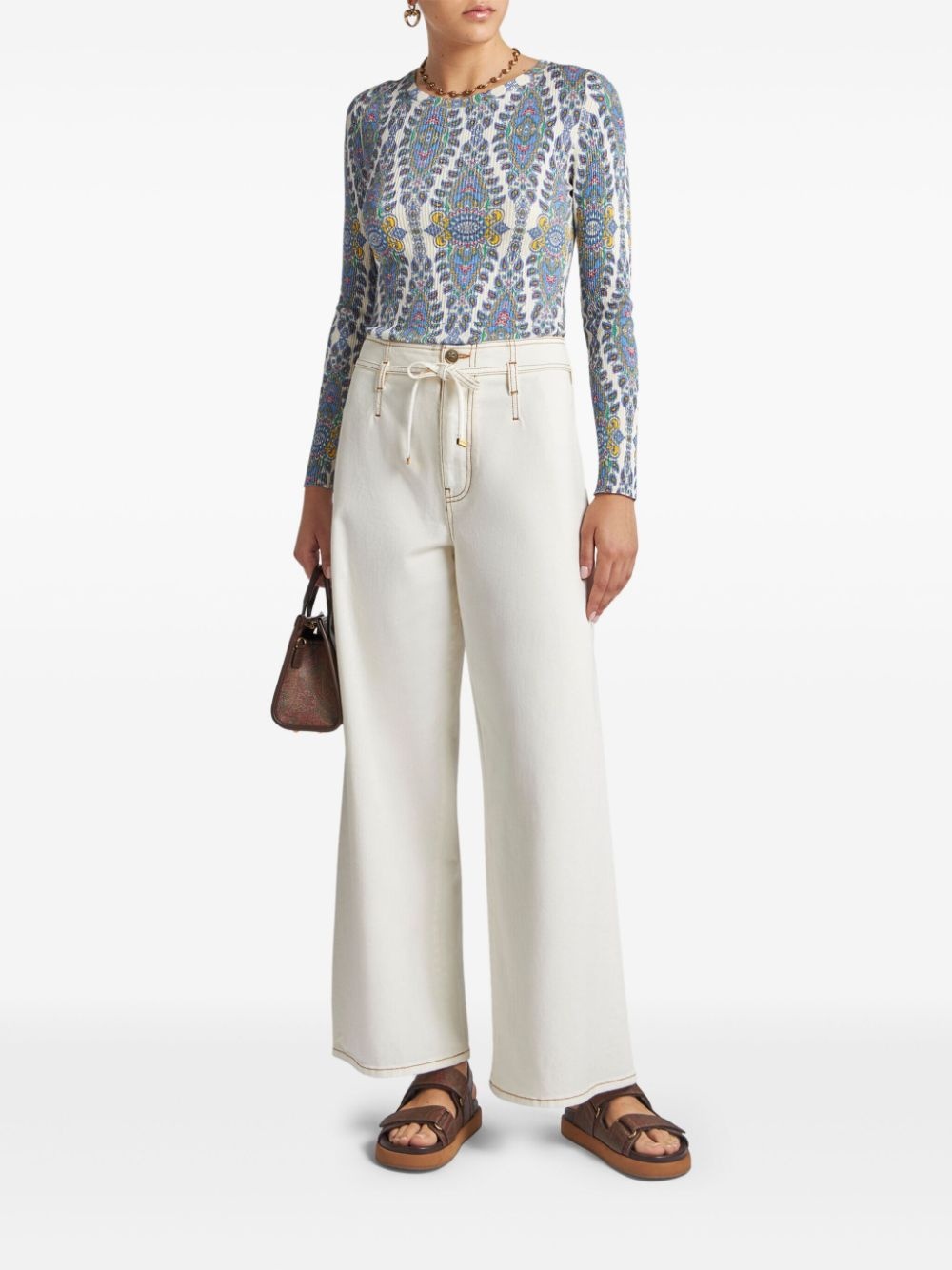paisley-print fine-knit sweater - 2
