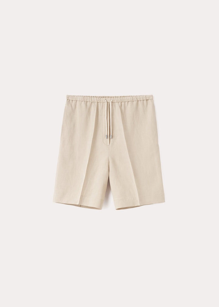 Press-Creased drawstring shorts overcast beige - 1