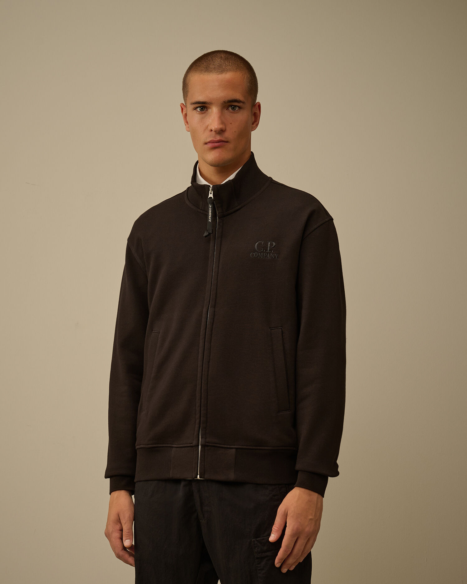 Diagonal Raised Fleece Full Zip Sweatshirt - 3