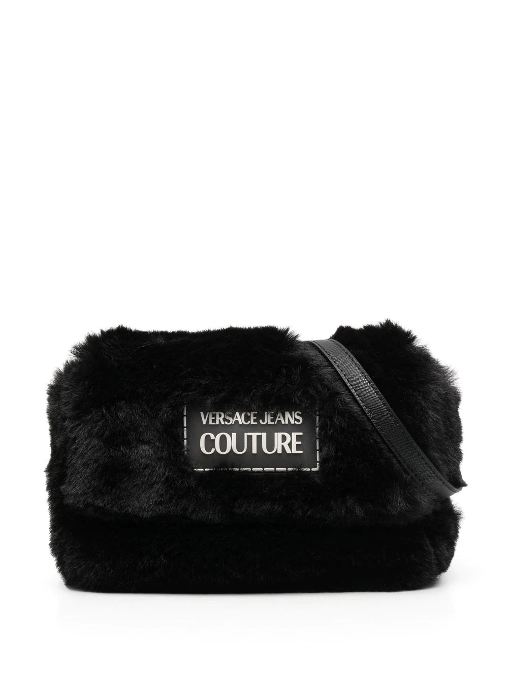 logo plaque faux fur shoulder bag - 7