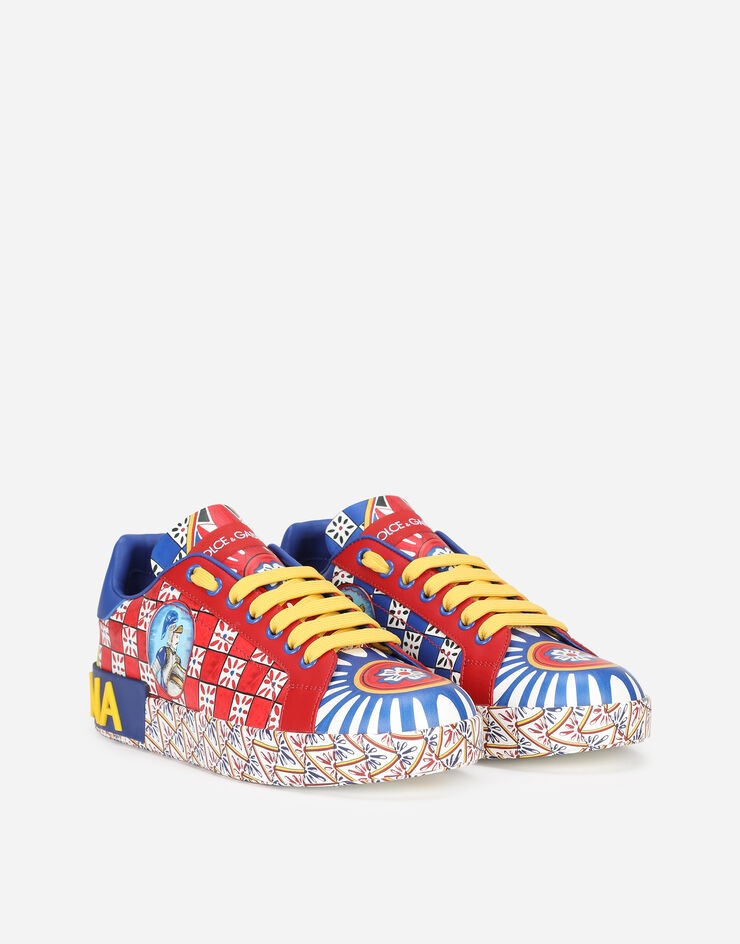 Calfskin nappa Portofino sneakers with Carretto print - 2