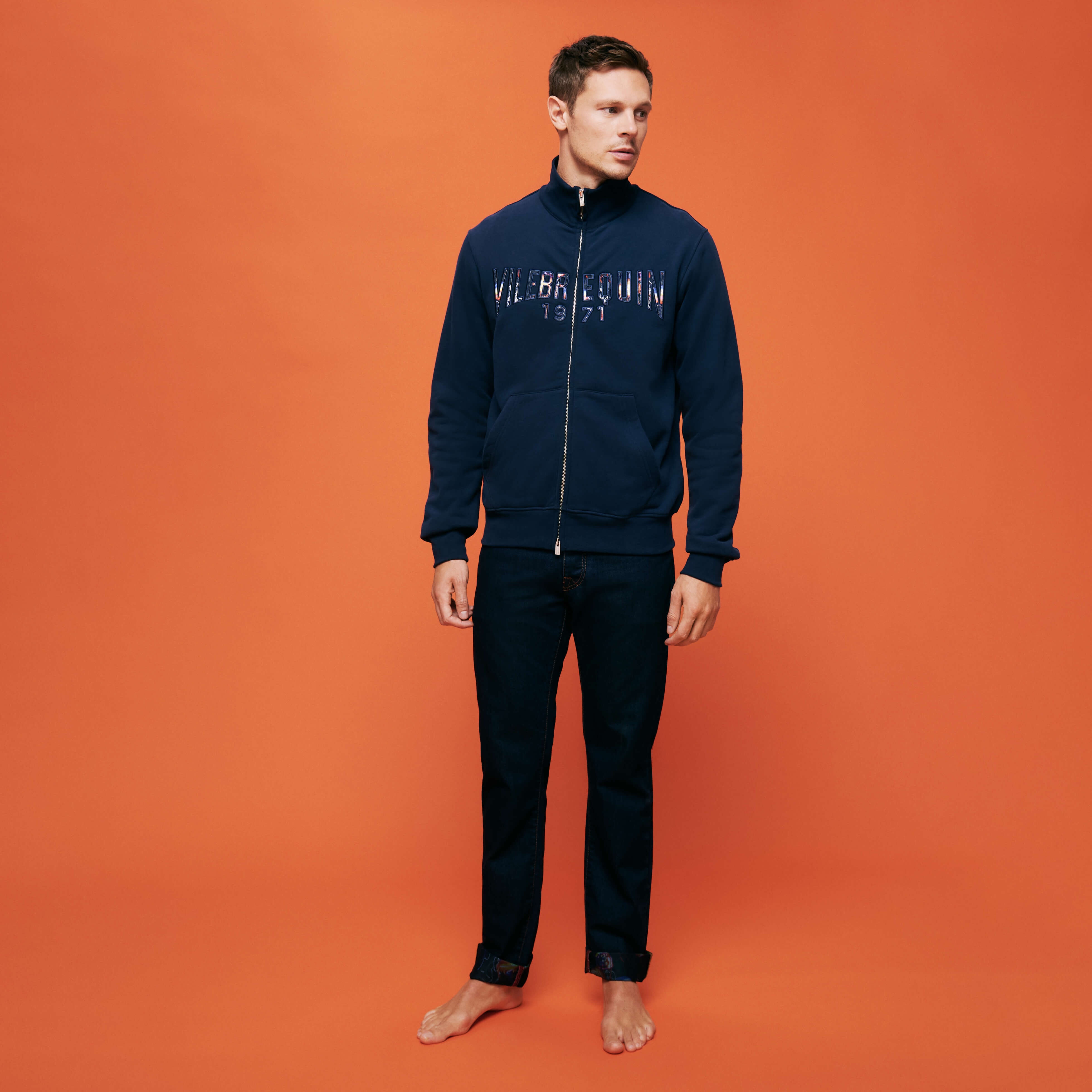 Men Cotton Front Zip Sweatshirt Neo Médusa brodé - 7