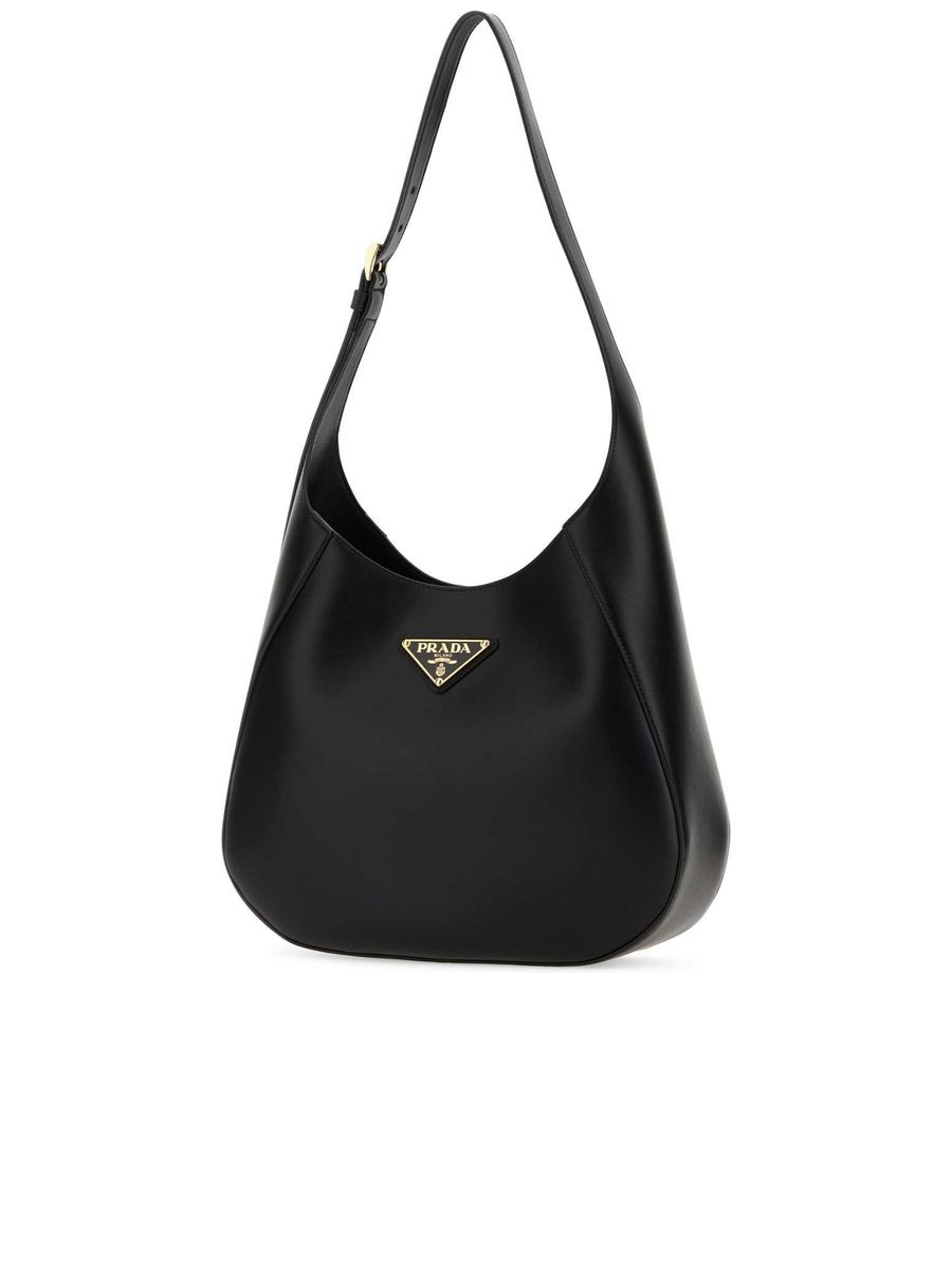 Logo Plaque Medium Hobo Bag Black - 2