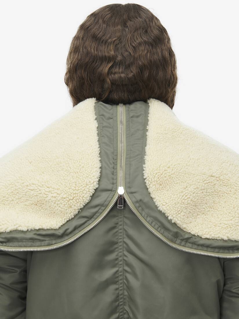 Shearling Collar Bomber Jacket - 7