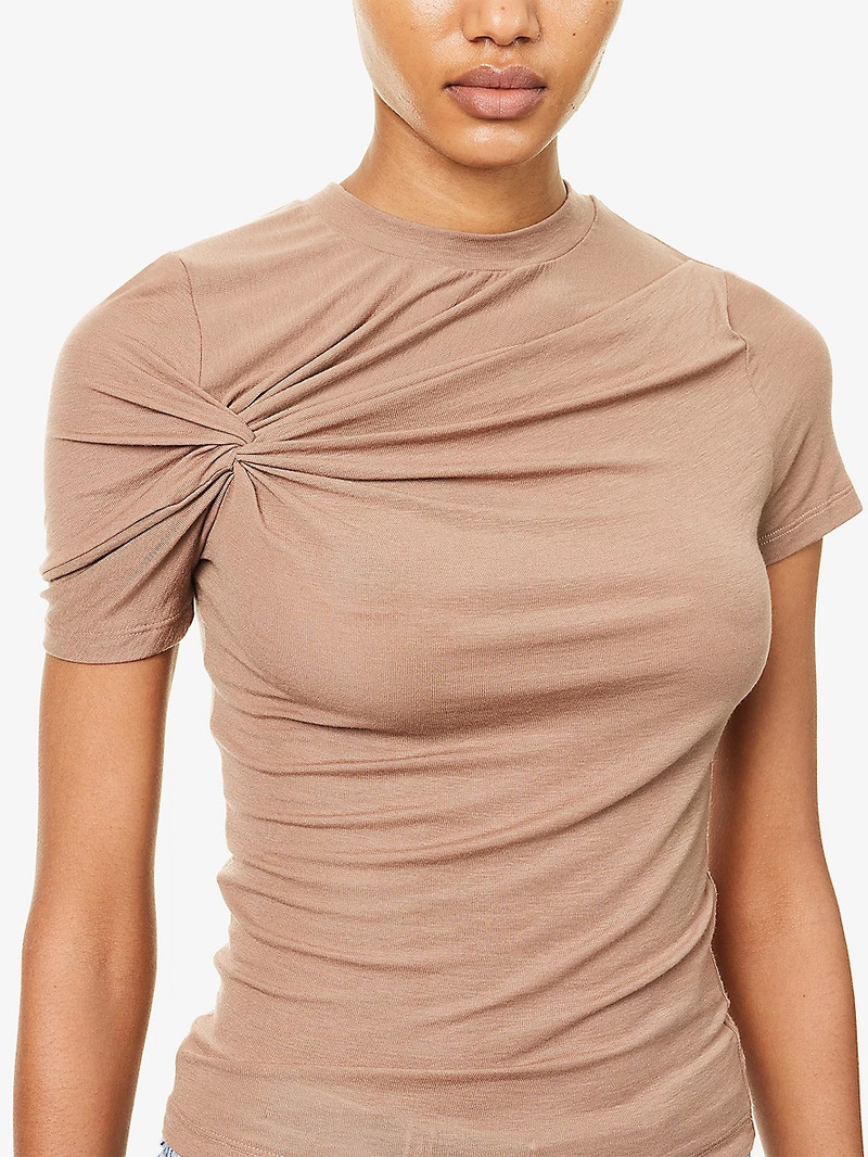 Lissa Round-Neck Stretch-Woven T-Shirt 5