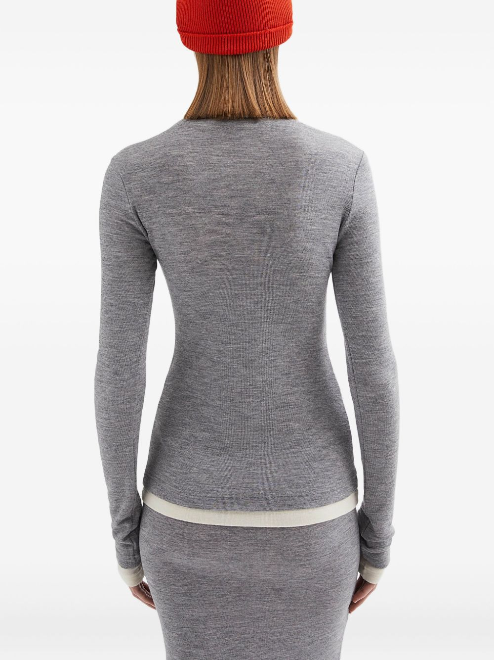 wool layered T-shirt - 4