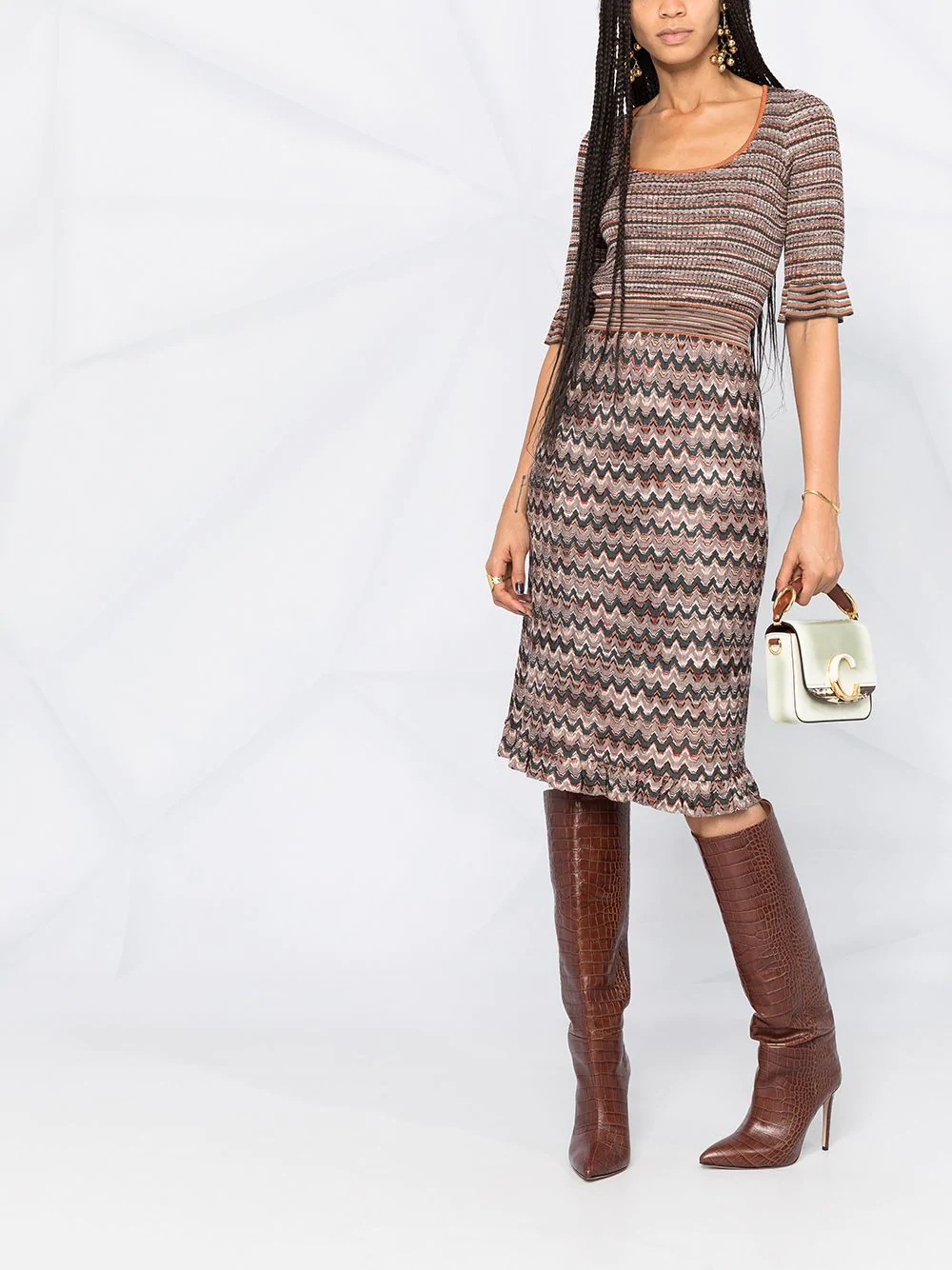 zigzag knee-length dress - 2