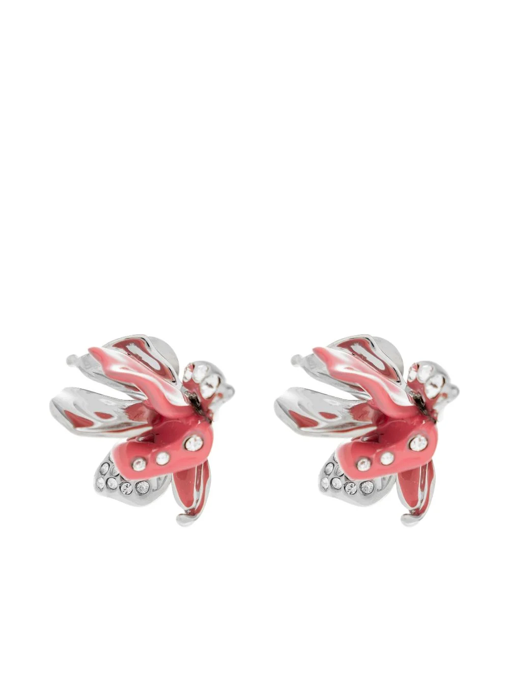 flower-motif crystal-embellished earrings - 1