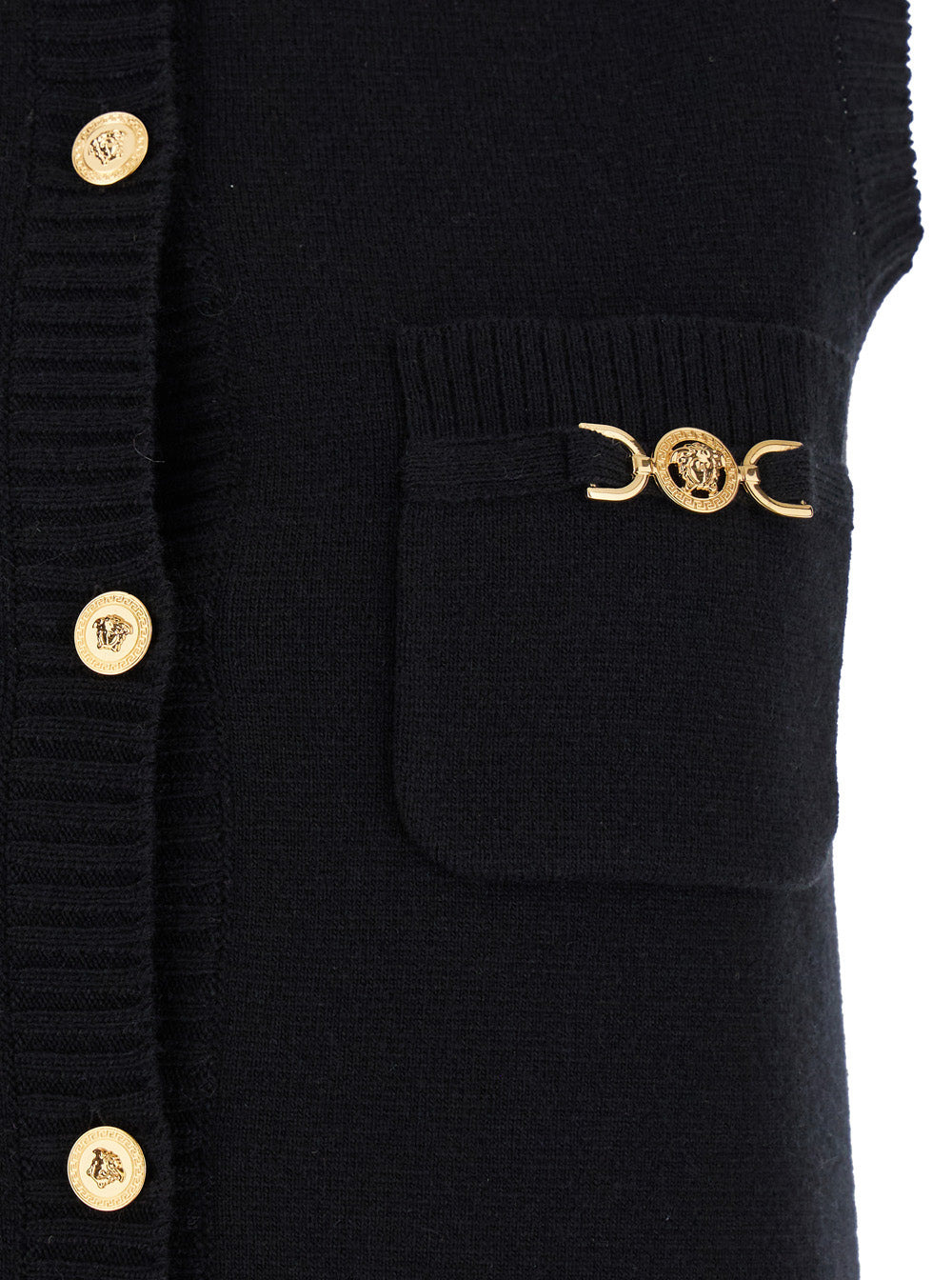Versace Women Black Mini Sleeveless Dress With Medusa Detail In Knit Woman - 3