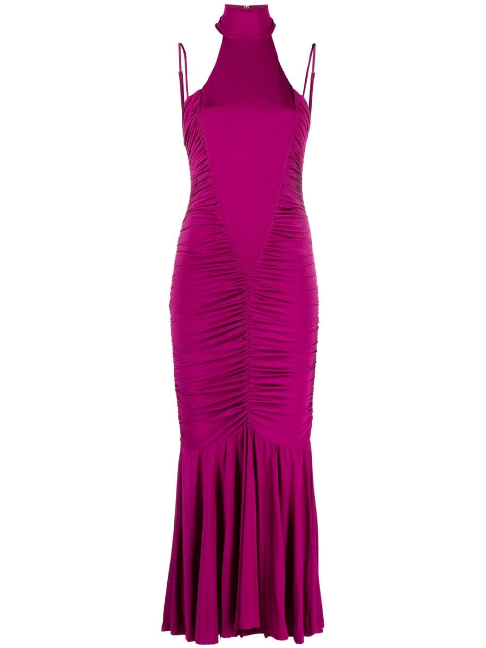 draped halterneck maxi dress - 1