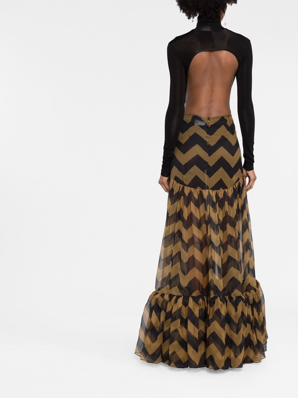 chevron-print semi-sheer skirt - 9