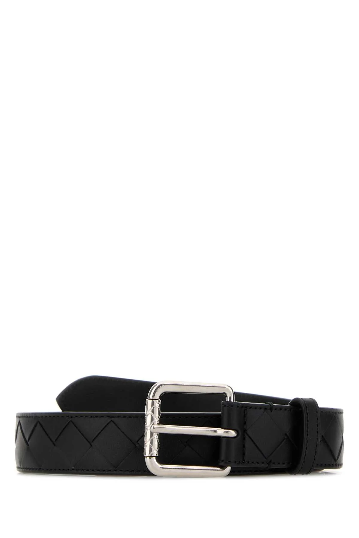Bottega Veneta Men Black Leather Belt - 1