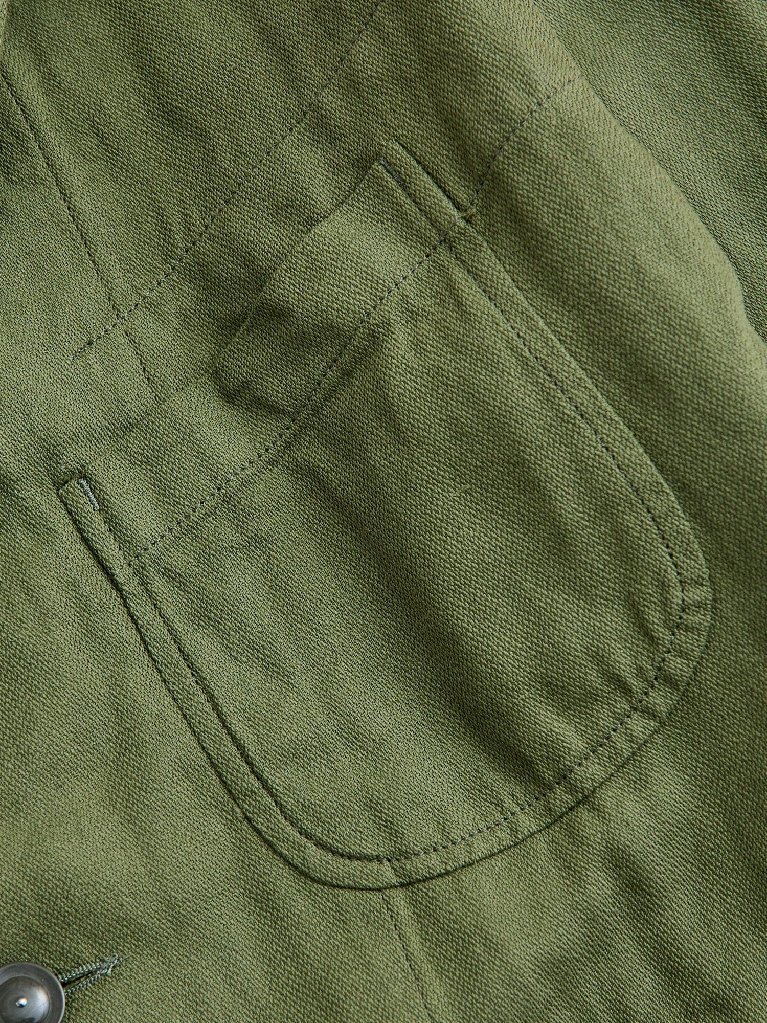 Bedford Jacket in Olive Cotton Hemp Satin - 4