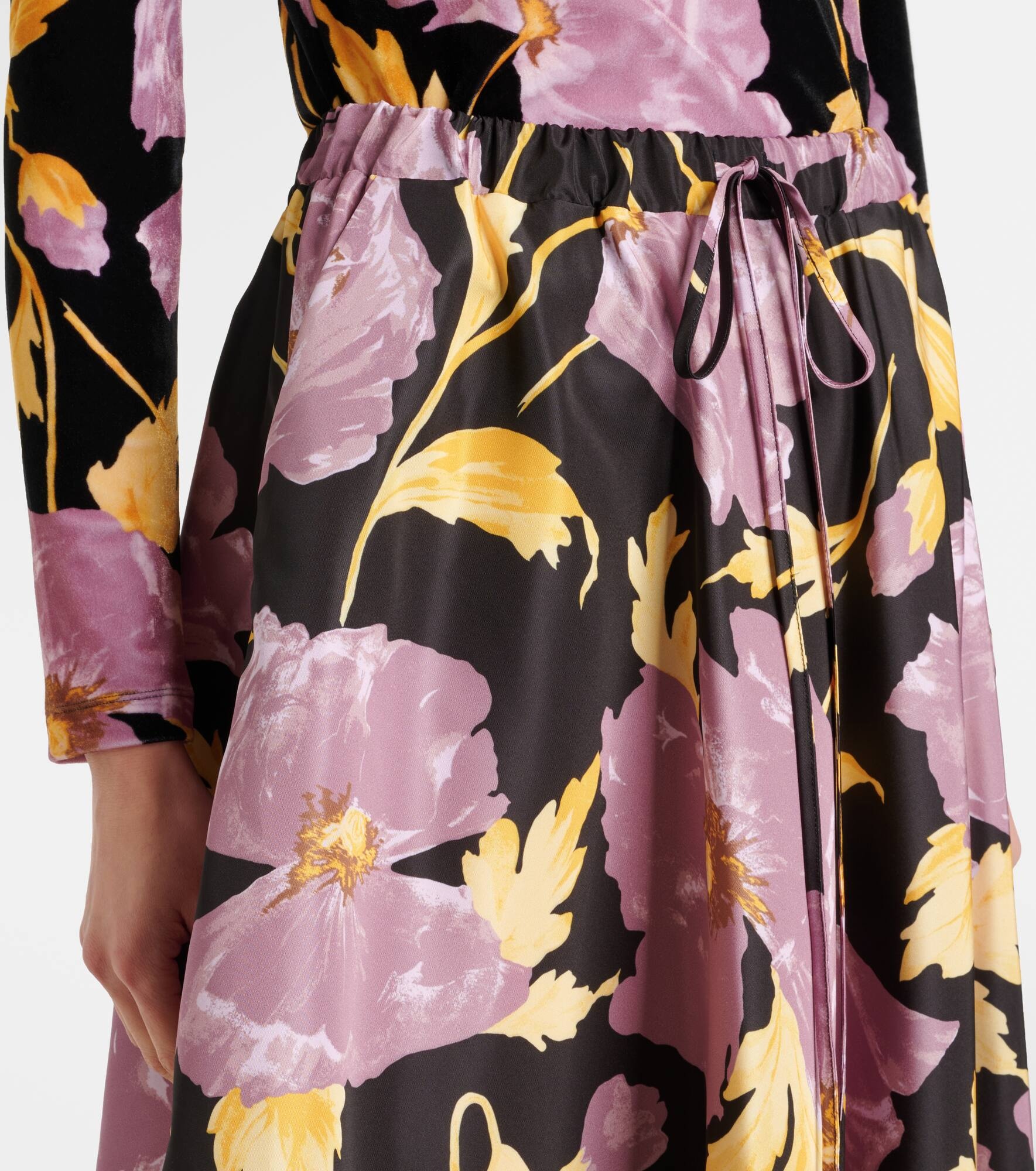 Floral faille midi skirt - 4