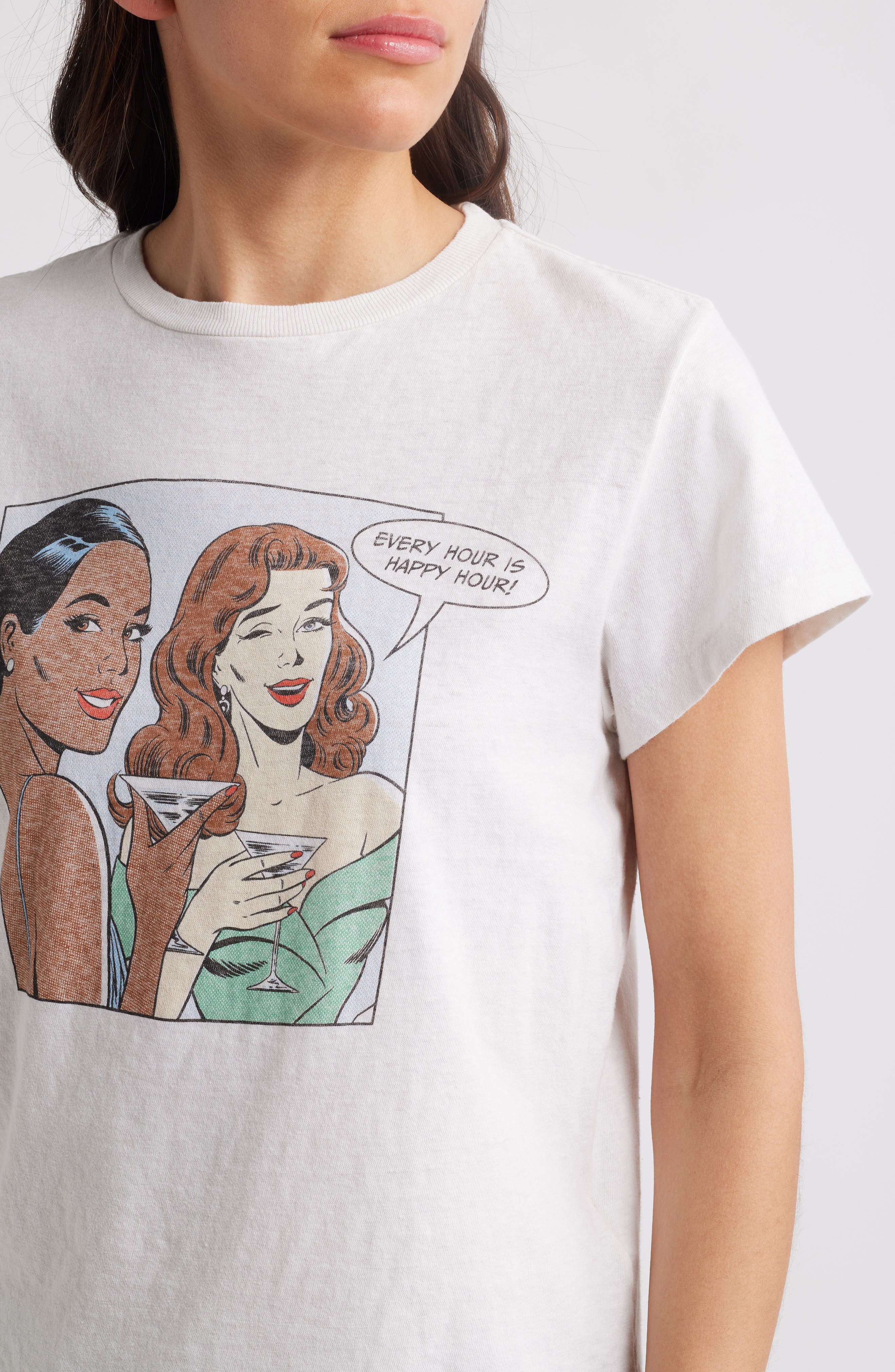 Re/Done Classic Happy Hour Graphic T-Shirt in Vintage White at Nordstrom - 4