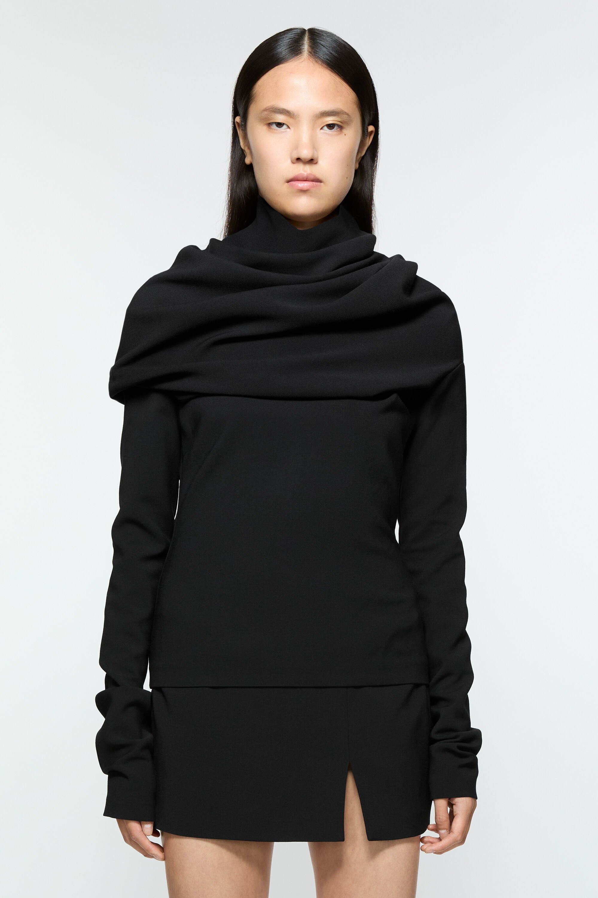 High neckline blouse - Black - 2