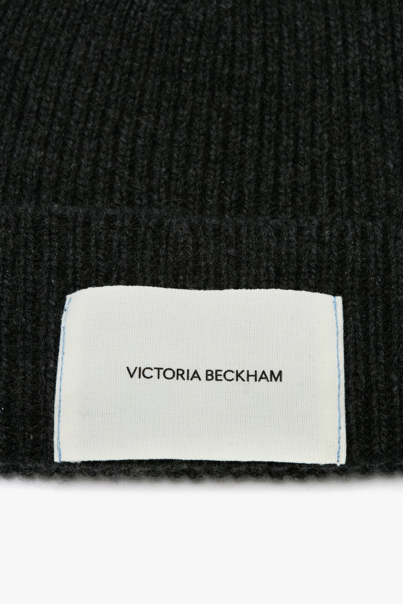 Logo Patch Beanie In Charcoal-Light Blue 3
