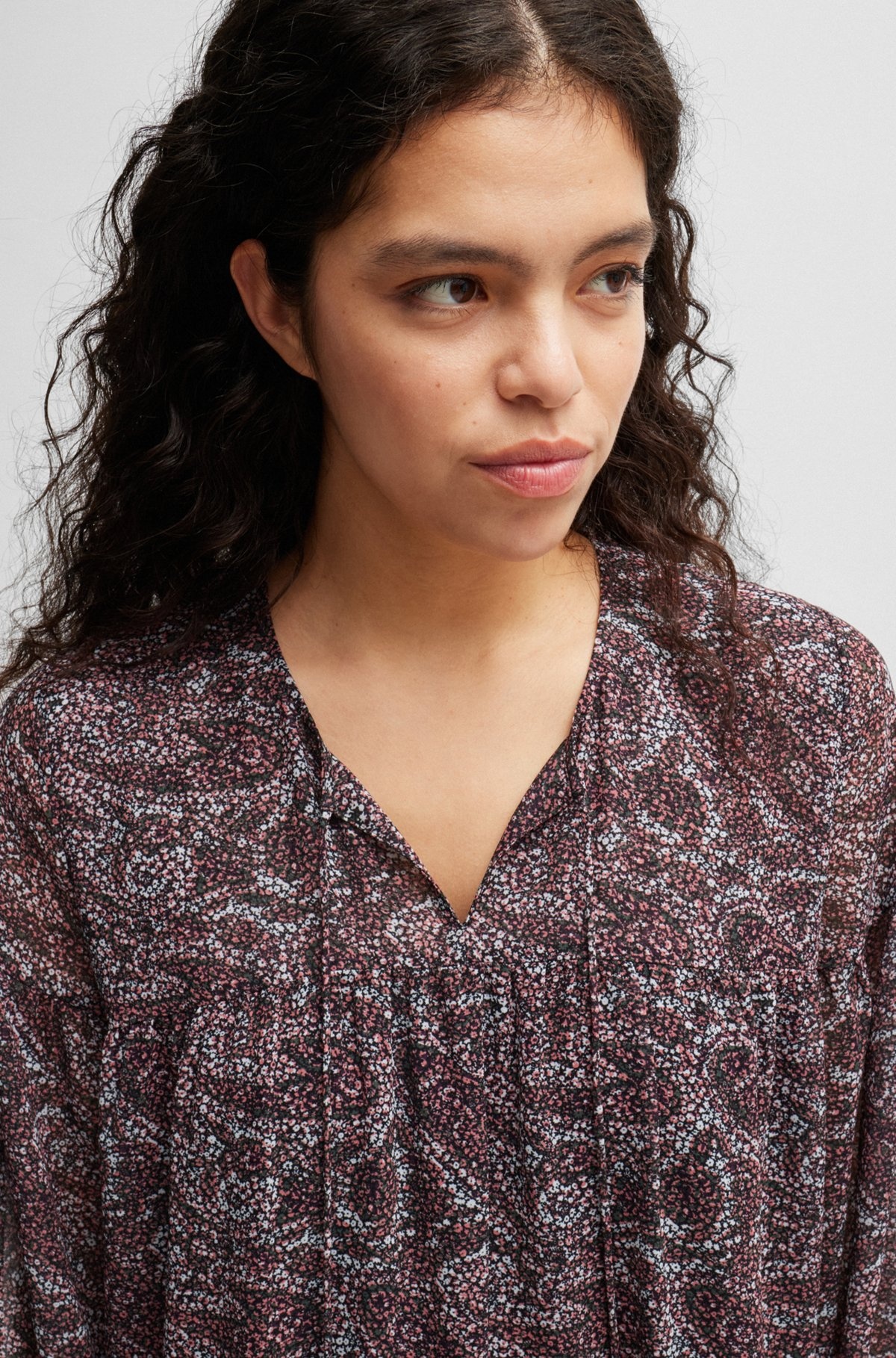 PAISLEY-PRINT DRESS WITH TIE DETAILS - 5