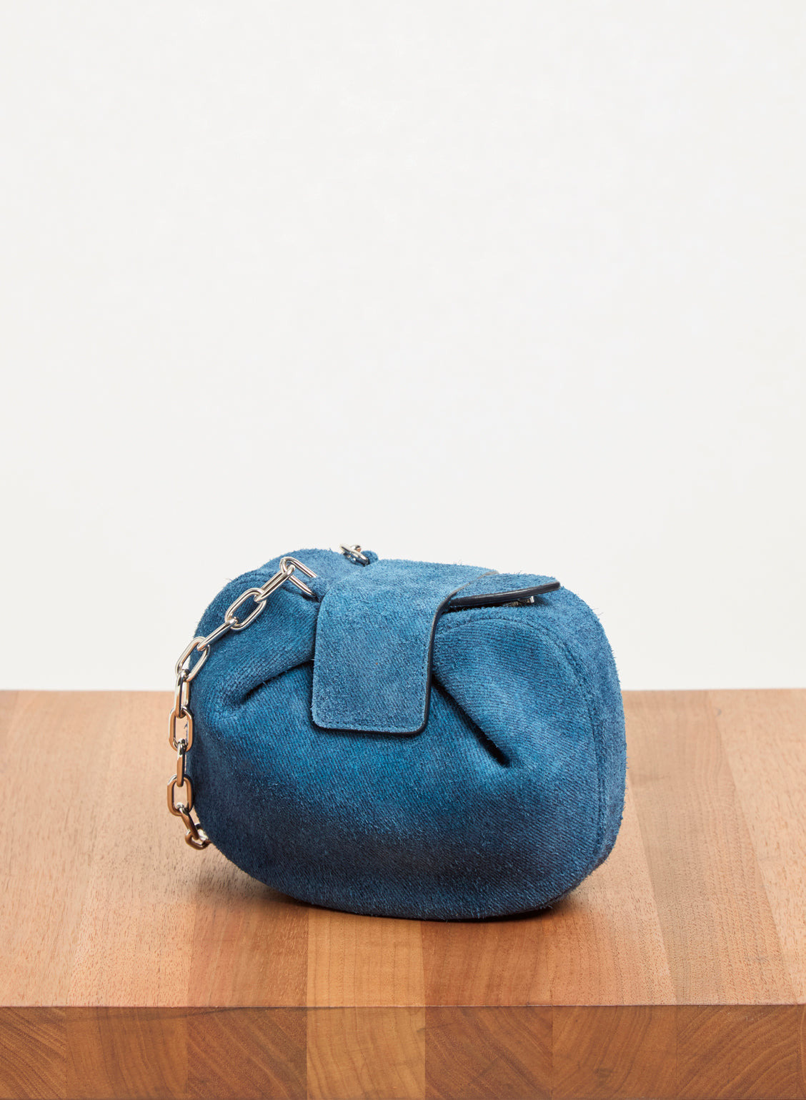 Soft Demi Clutch in Medium Blue Suede Denim - 5